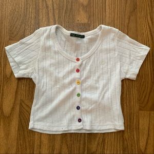 Rainbow Button Crop Top